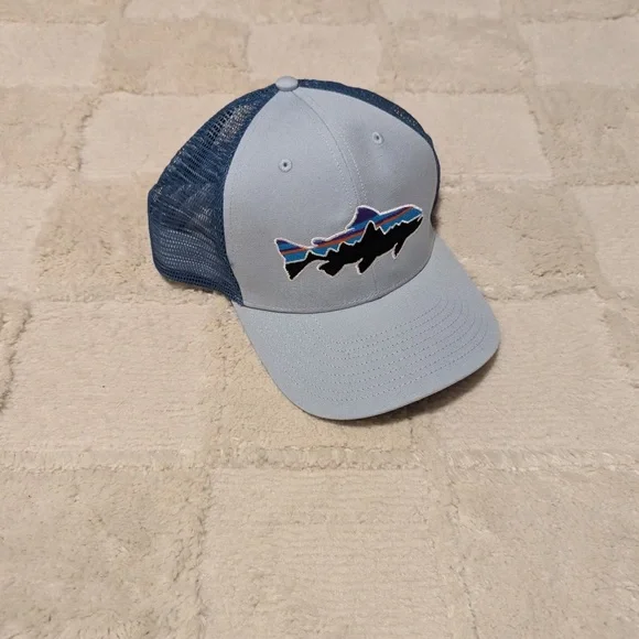 Patagonia Fitz Roy Trout Trucker Hat Blue - Picture 1 of 4